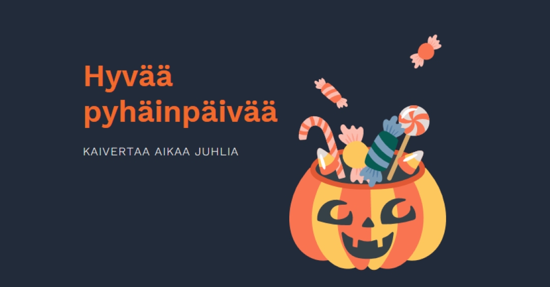 Hyvää Halloweenia black whimsical-line