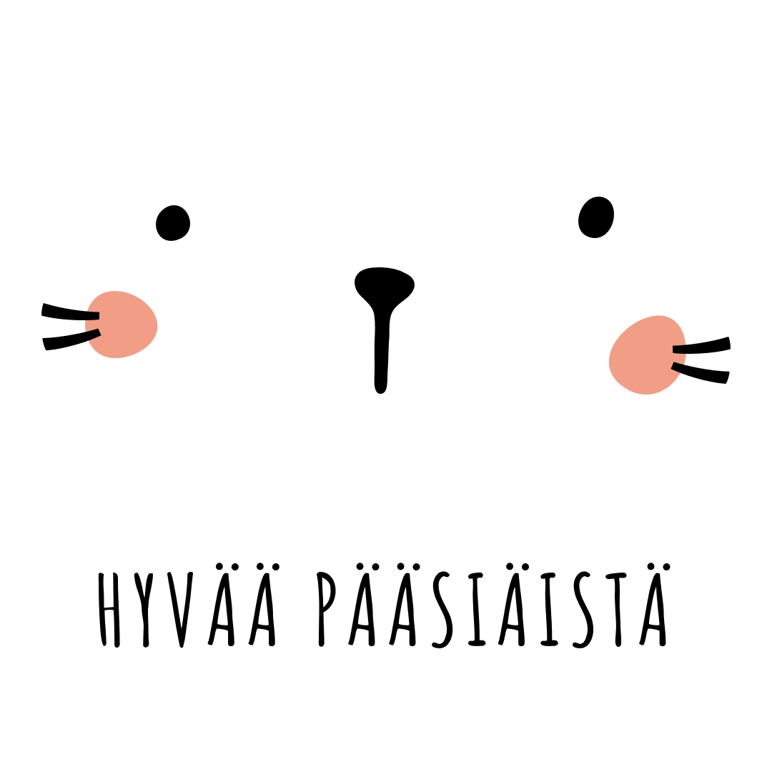 Hyvää pääsiäistä, pupu white whimsical-line