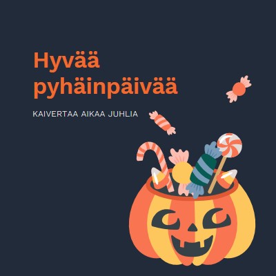 Hyvää Halloweenia black whimsical-line