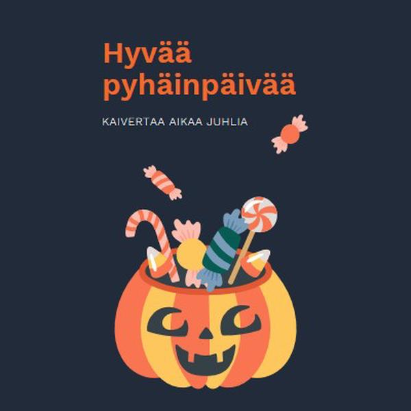 Hyvää Halloweenia black whimsical-line