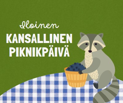 Hyvää kansallista piknik-päivää green whimsical-color-block