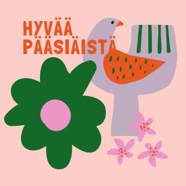 Hyvää pääsiäistä pink whimsical-color-block