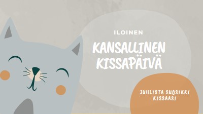 Hyvää kansalliskissapäivää gray organic-simple