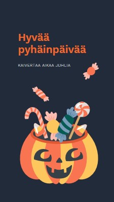 Hyvää Halloweenia black whimsical-line