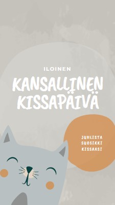 Hyvää kansalliskissapäivää gray organic-simple