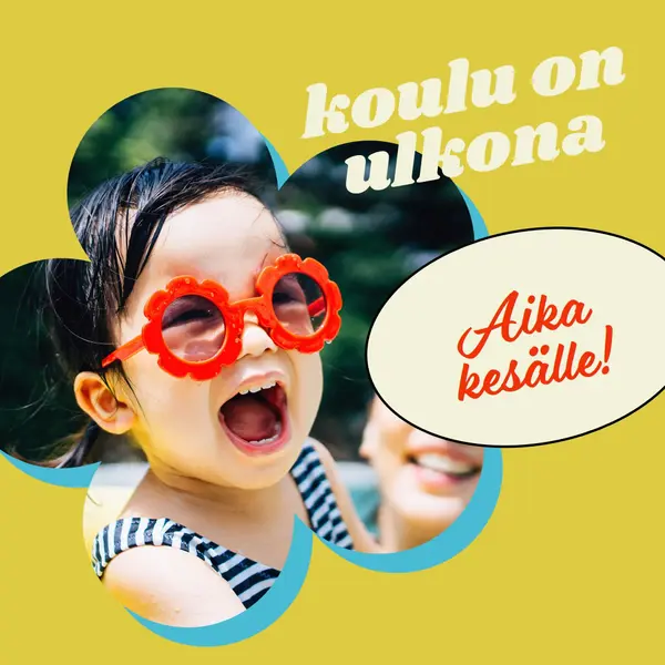 Koulu on ulkona, uima-allas on yellow whimsical-color-block