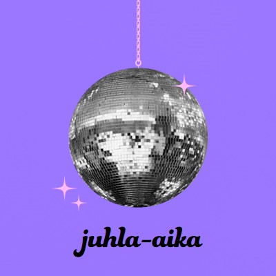 Juhlat joka kerta purple simple,collage,disco,fun,playful,photo