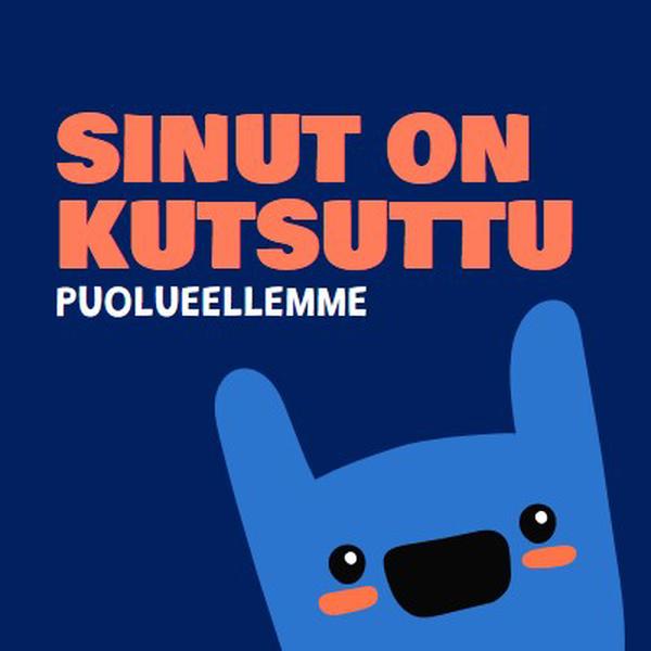 Sinut on kutsuttu juhliimme blue whimsical,bold,monster