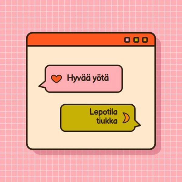 Hyvää yötä, nuku tiukasti pink retro,graphic,message,speech-bubble,icon,motif,emoji,