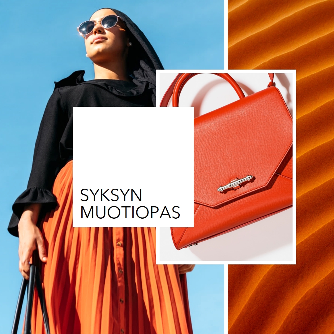 Syksyn muotiopas orange modern,bold,collage