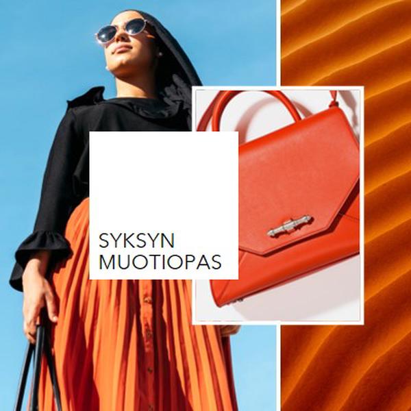 Syksyn muotiopas orange modern,bold,collage