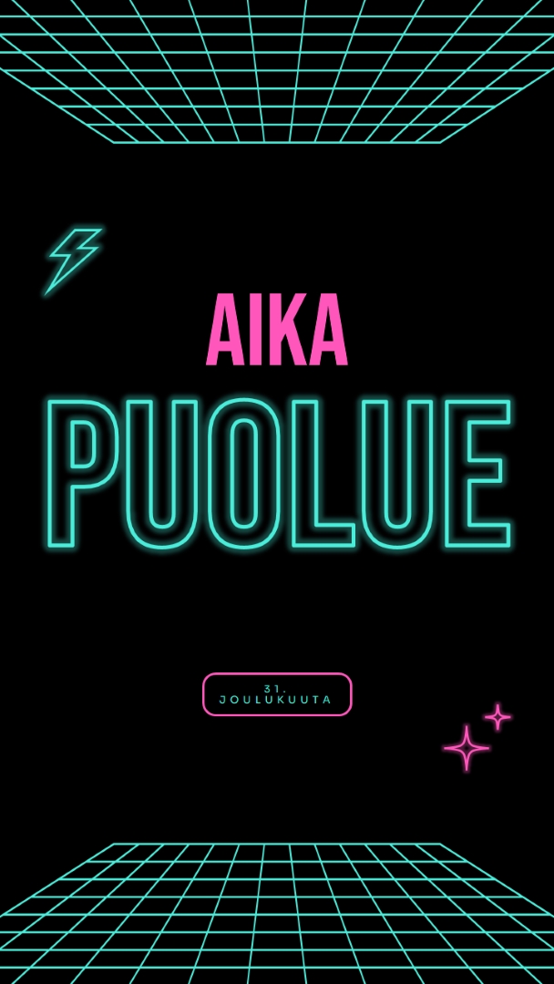 Aika juhlia black bold,neon,outline,grid,sci-fi