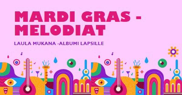 Mardi Gras -melodiat lapsille pink whimsical,fun,illustration,geometric,graphic,bright