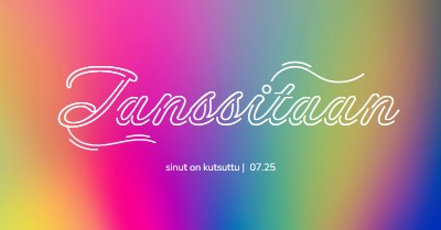 Tanssitaan, sinut on kutsuttu pink bold,bright,typographic