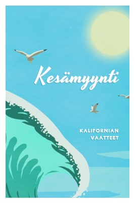 Kesämyynti-ilmoitus blue vintage-retro