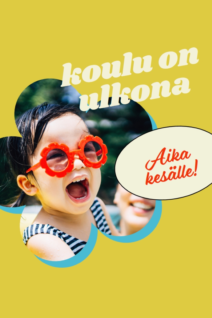 Koulu on ulkona, uima-allas on yellow whimsical-color-block