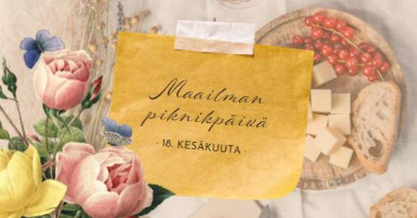 Maailman piknikpäivä yellow vintage-botanical