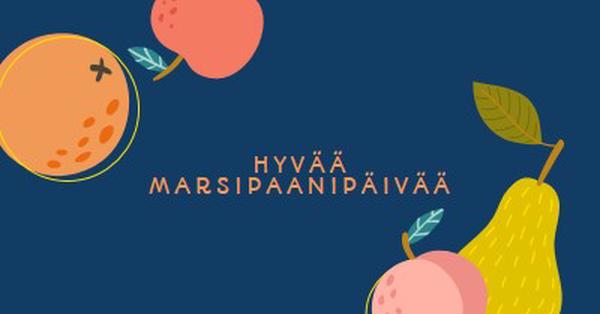 Hyvää marsipaanipäivää blue whimsical-line