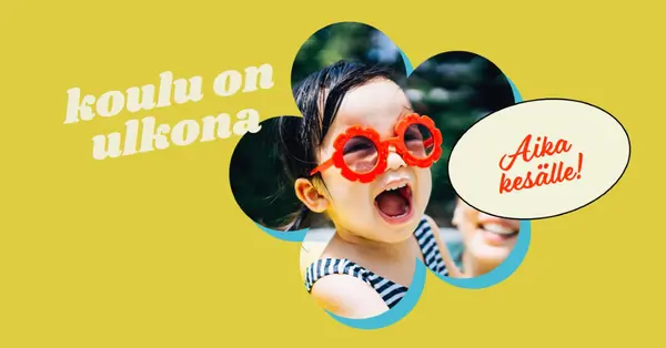 Koulu on ulkona, uima-allas on yellow whimsical-color-block
