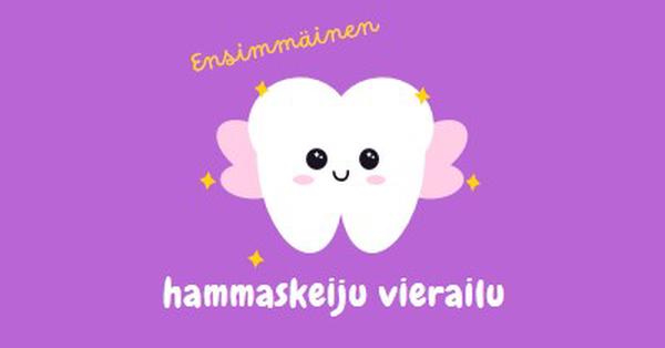 Ensimmäinen hammaskeijukäynti purple whimsical-color-block