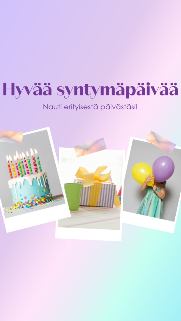 Nauti erityisestä päivästäsi purple fun,playful,colorful