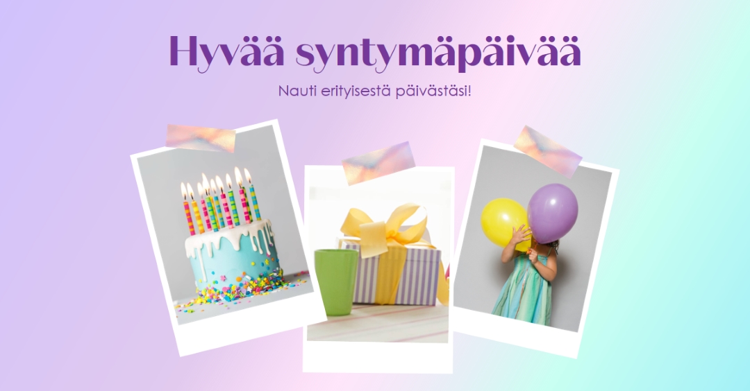 Nauti erityisestä päivästäsi purple fun,playful,colorful