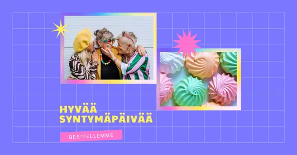 Hyvää syntymäpäivää, bestie purple bold,bright,geometric