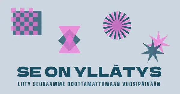 Yllätysjuhla yellow graphic,risograph,shapes