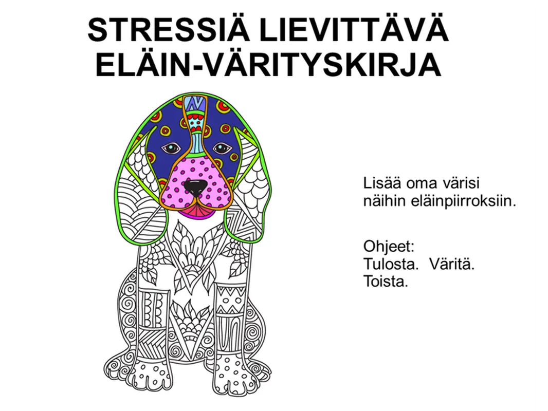 Stressiä lievittävä eläinvärityskirja