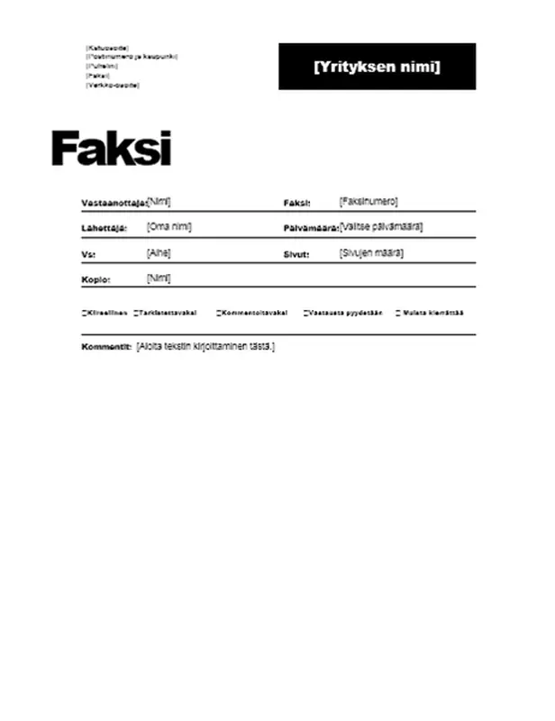 Faksin kansilehti