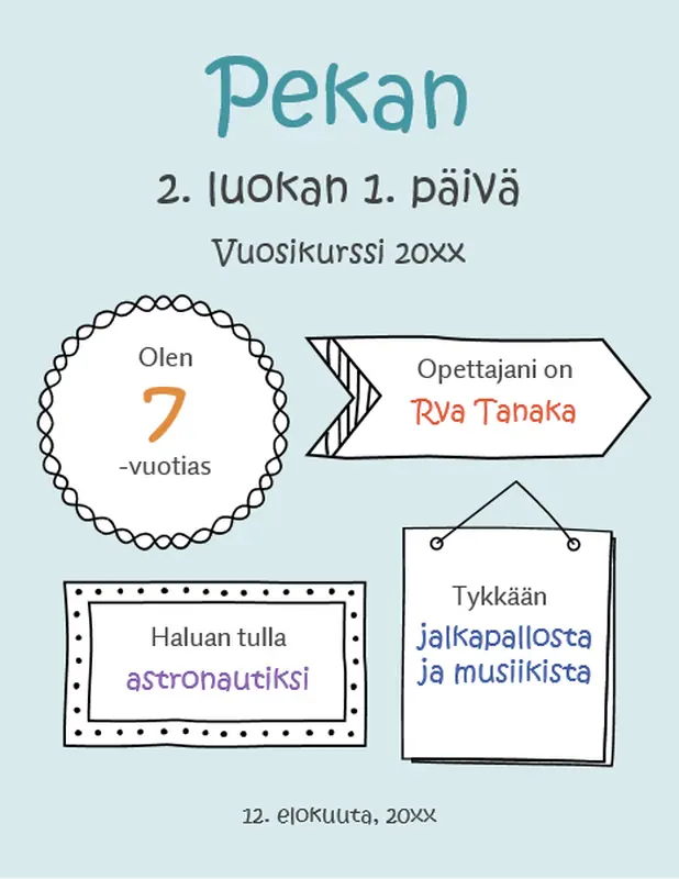 Takaisin kouluun -kyltit whimsical line