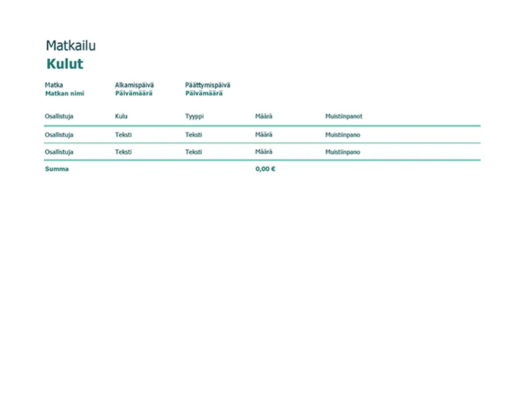 Matkakustannusten seuranta green modern simple