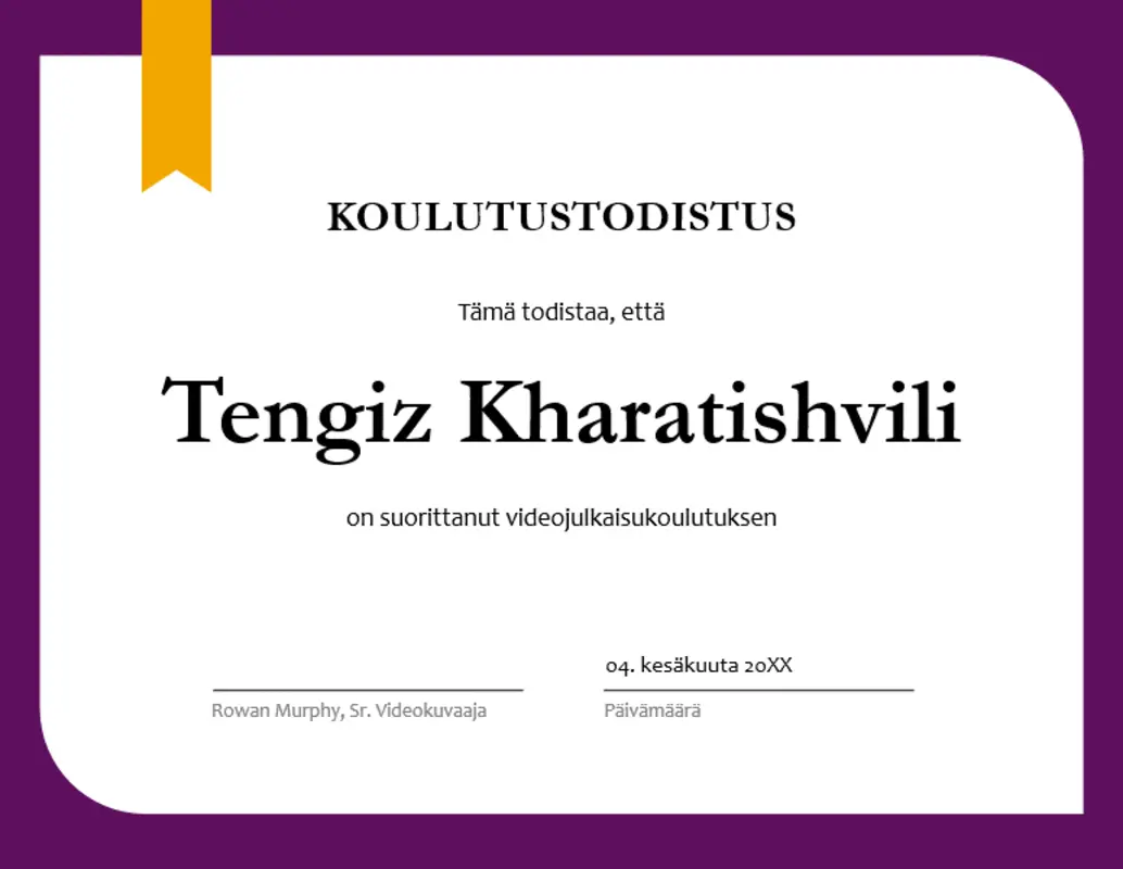 Koulutustodistus purple modern-simple