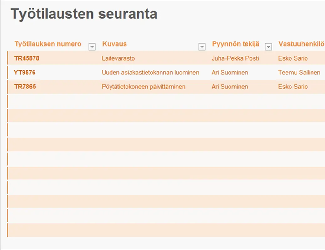 Työtilausten seuranta