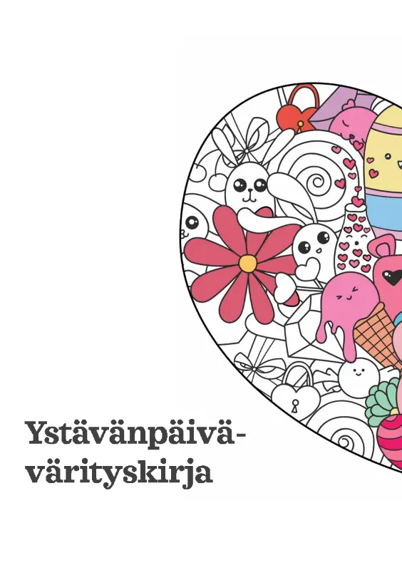 Ystävänpäivä-värityskirja whimsical line