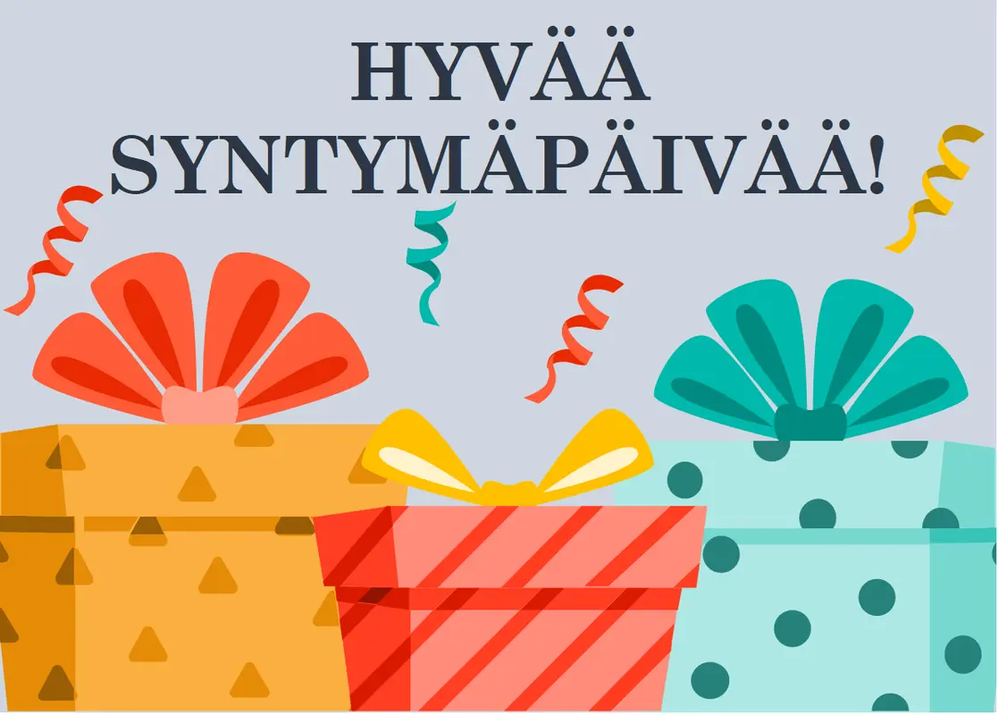 Syntymäpäiväkortti (hilpeät lahjat) modern-simple