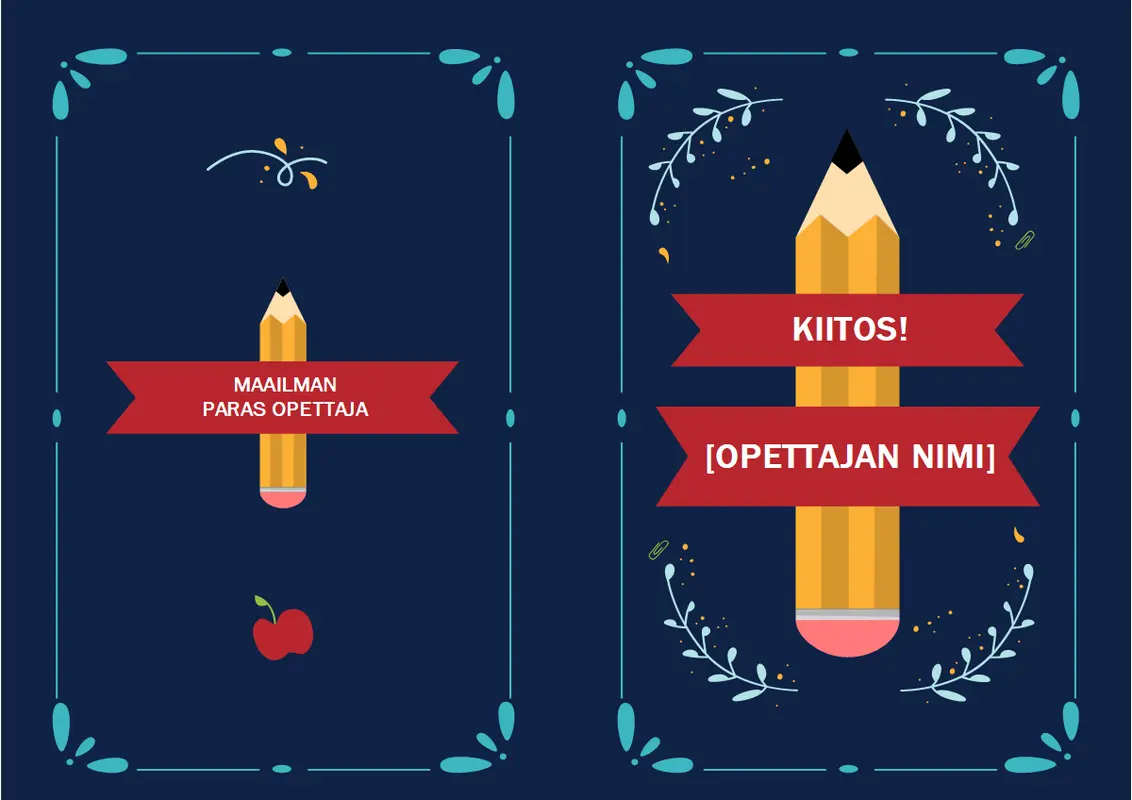 Kiitoskortti opettajalle whimsical-line