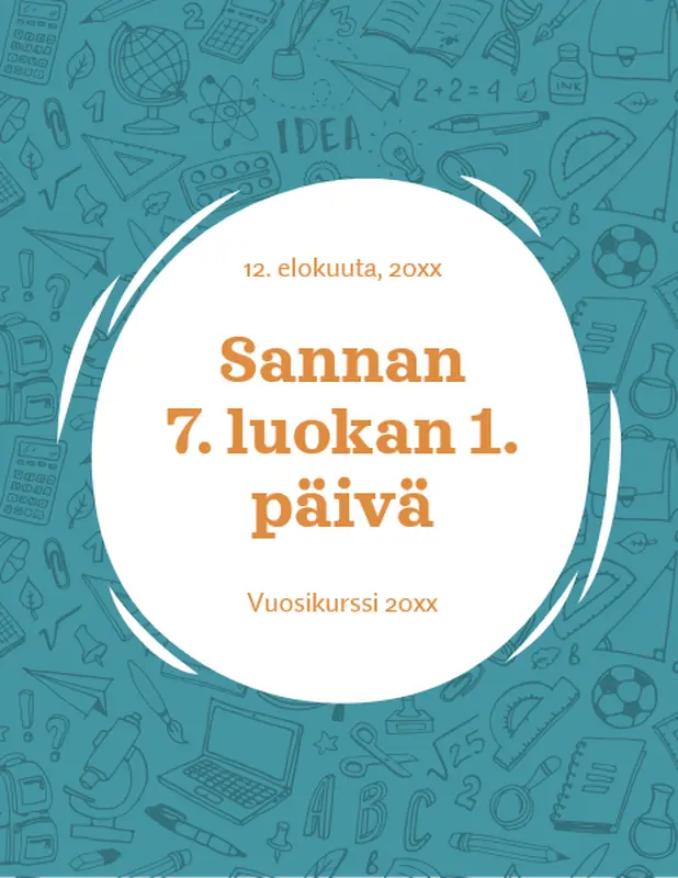 1. koulupäivän kyltit whimsical line