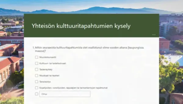 Yhteisön kulttuuritoimintakysely green