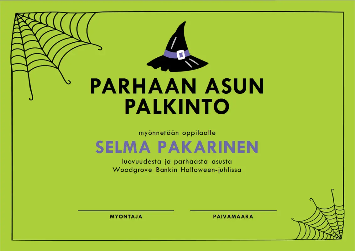 Naamiaisasun palkinto green whimsical-color-block