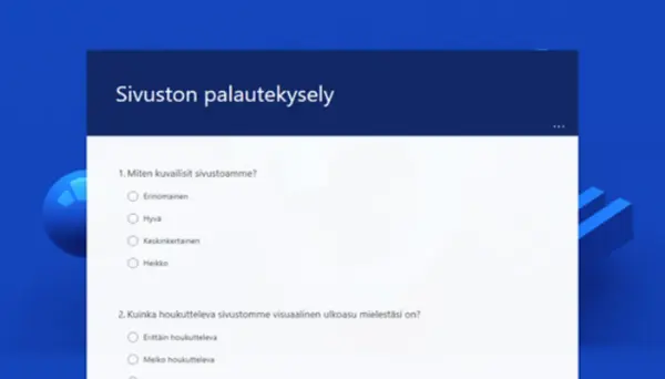 Sivuston palautekysely blue