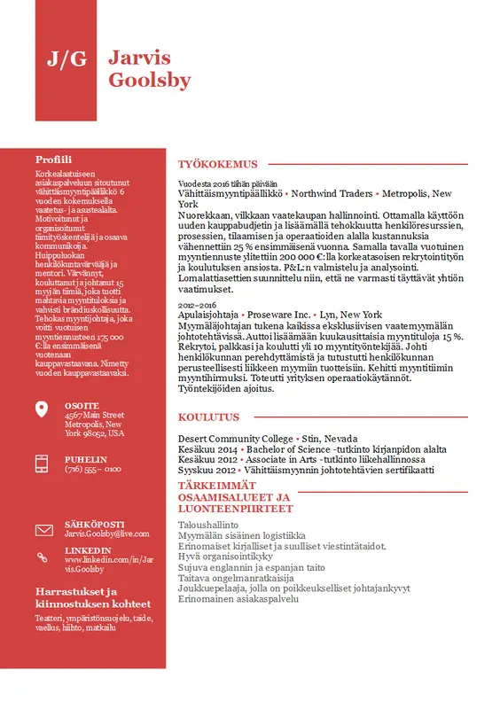 Myymäläpäällikön ansioluettelo modern simple