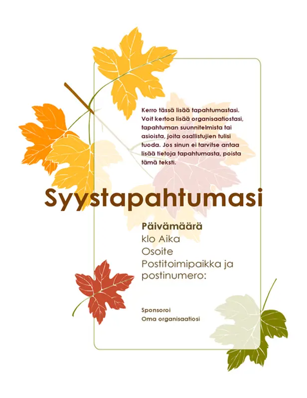 Syystapahtuman esite (lehdillä)