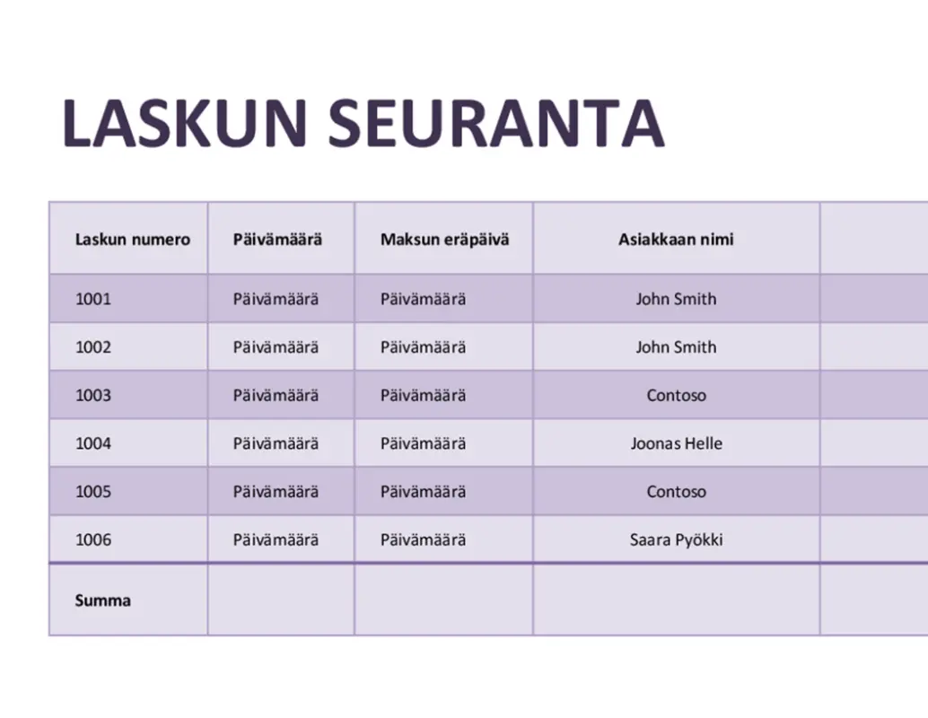 Laskujen seuranta purple modern simple