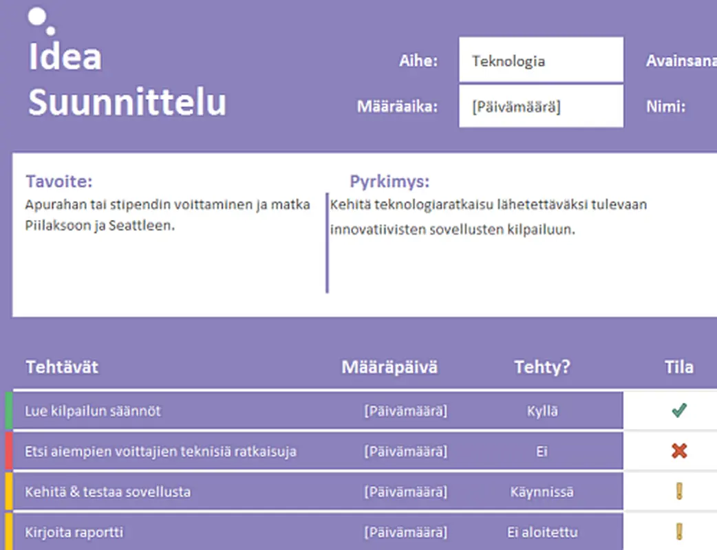 Idean suunnittelu (tehtävät) modern-simple