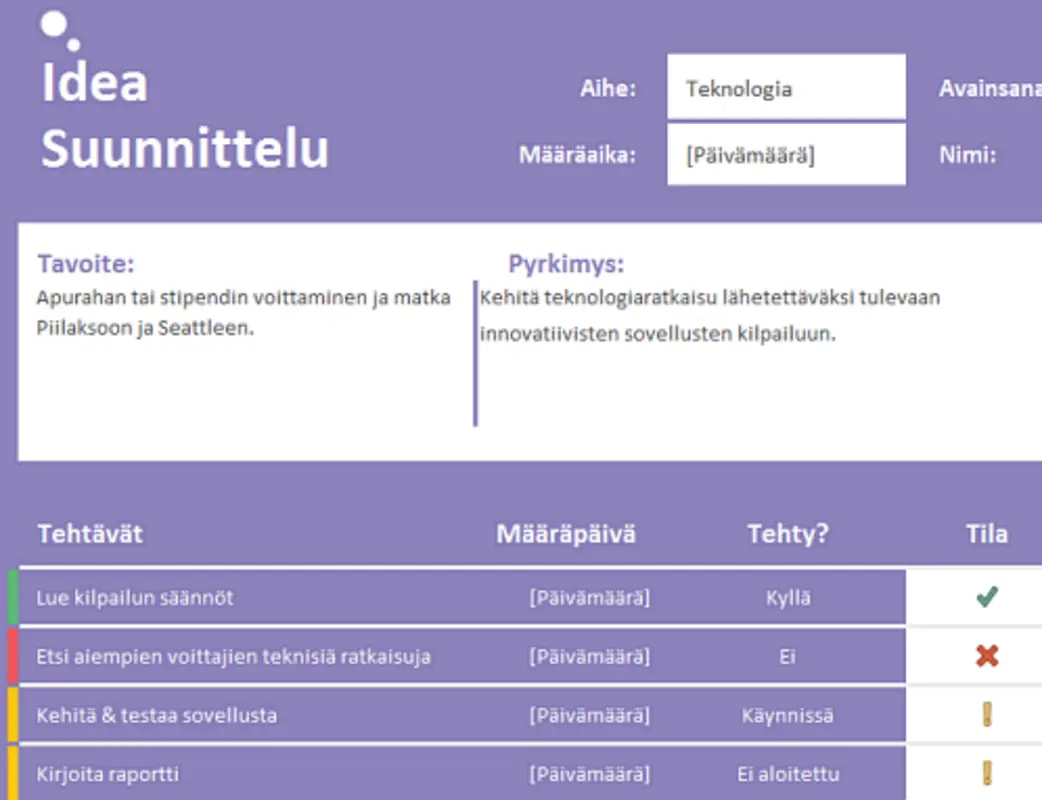 Idean suunnittelu (tehtävät) purple modern-simple