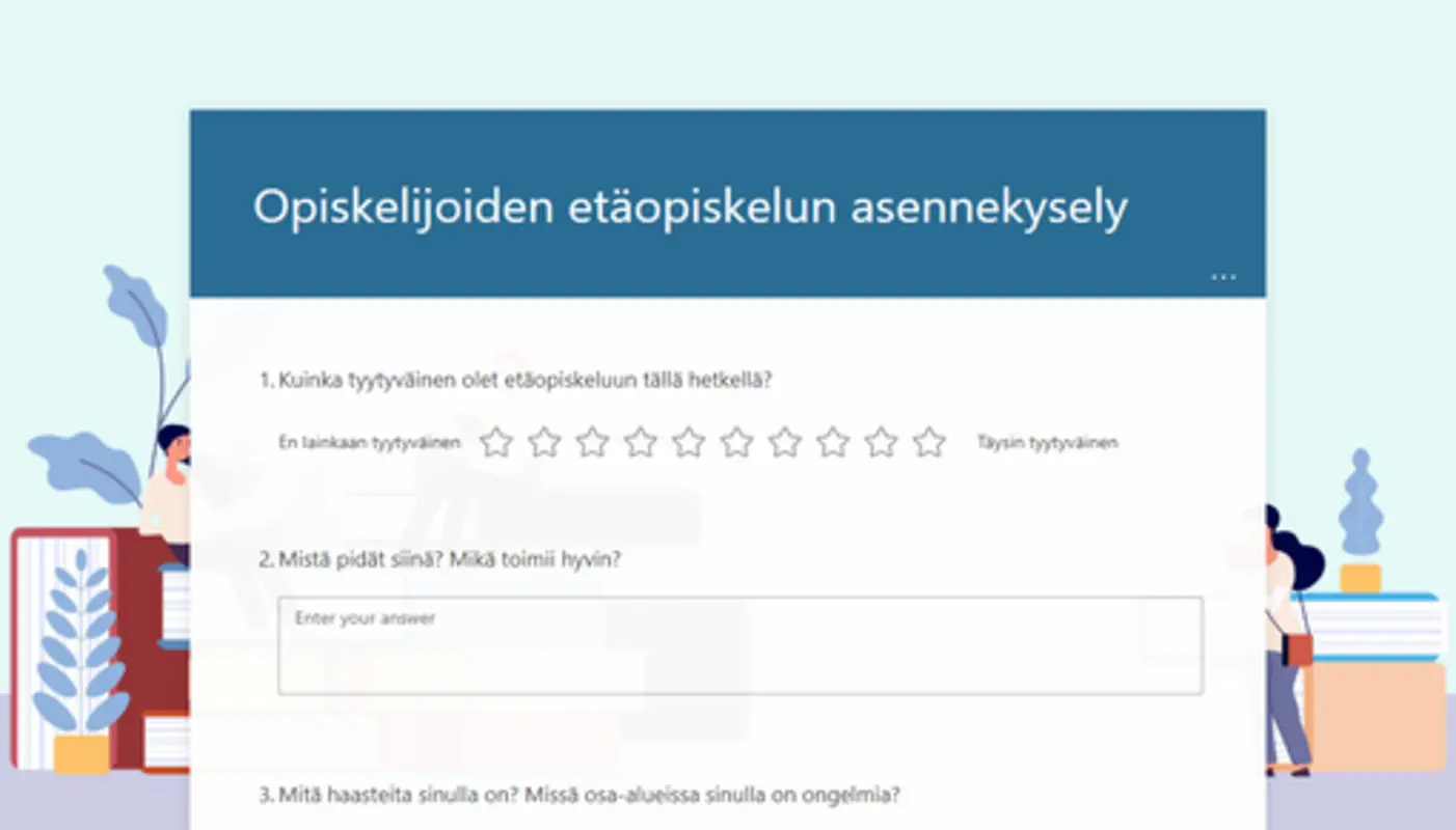 Opiskelijoiden etäopiskelun asennekysely blue modern simple