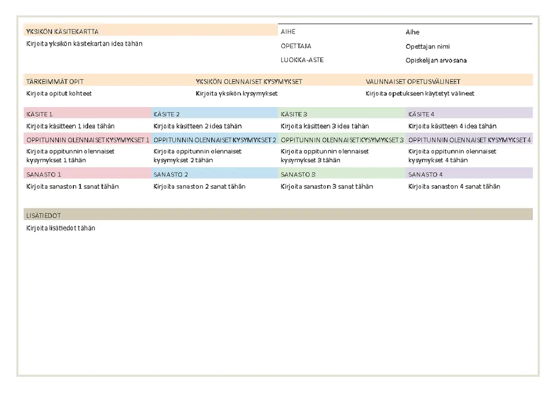 Tuntisuunnitelma modern simple
