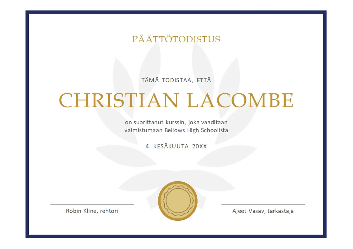 Päättötodistus modern simple