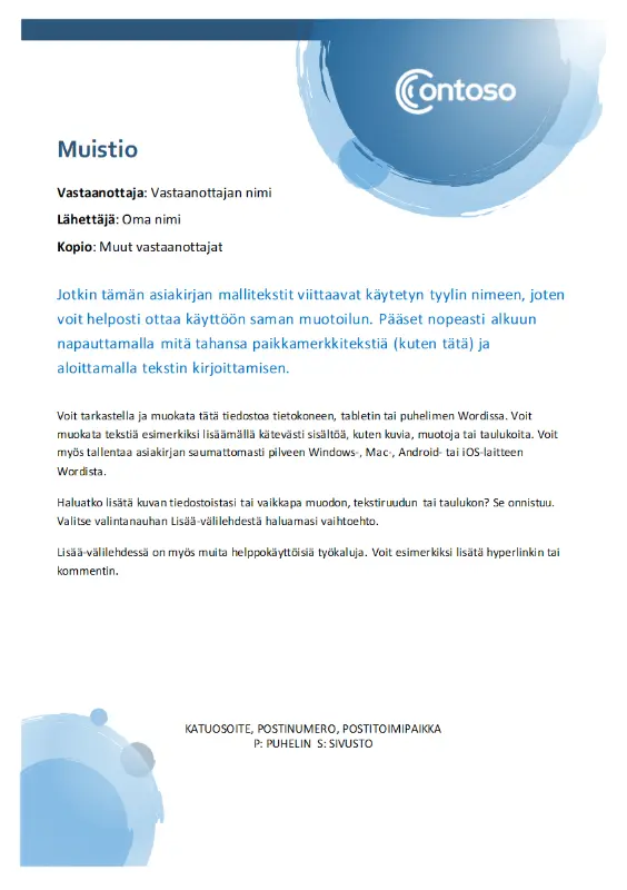 Muistio (siniset pallot) blue modern simple